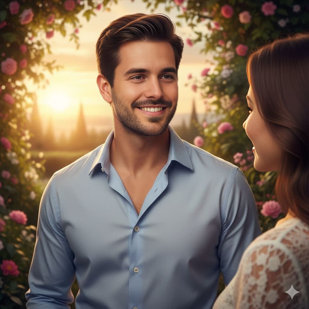 After: Romantic template with a different face swapped in