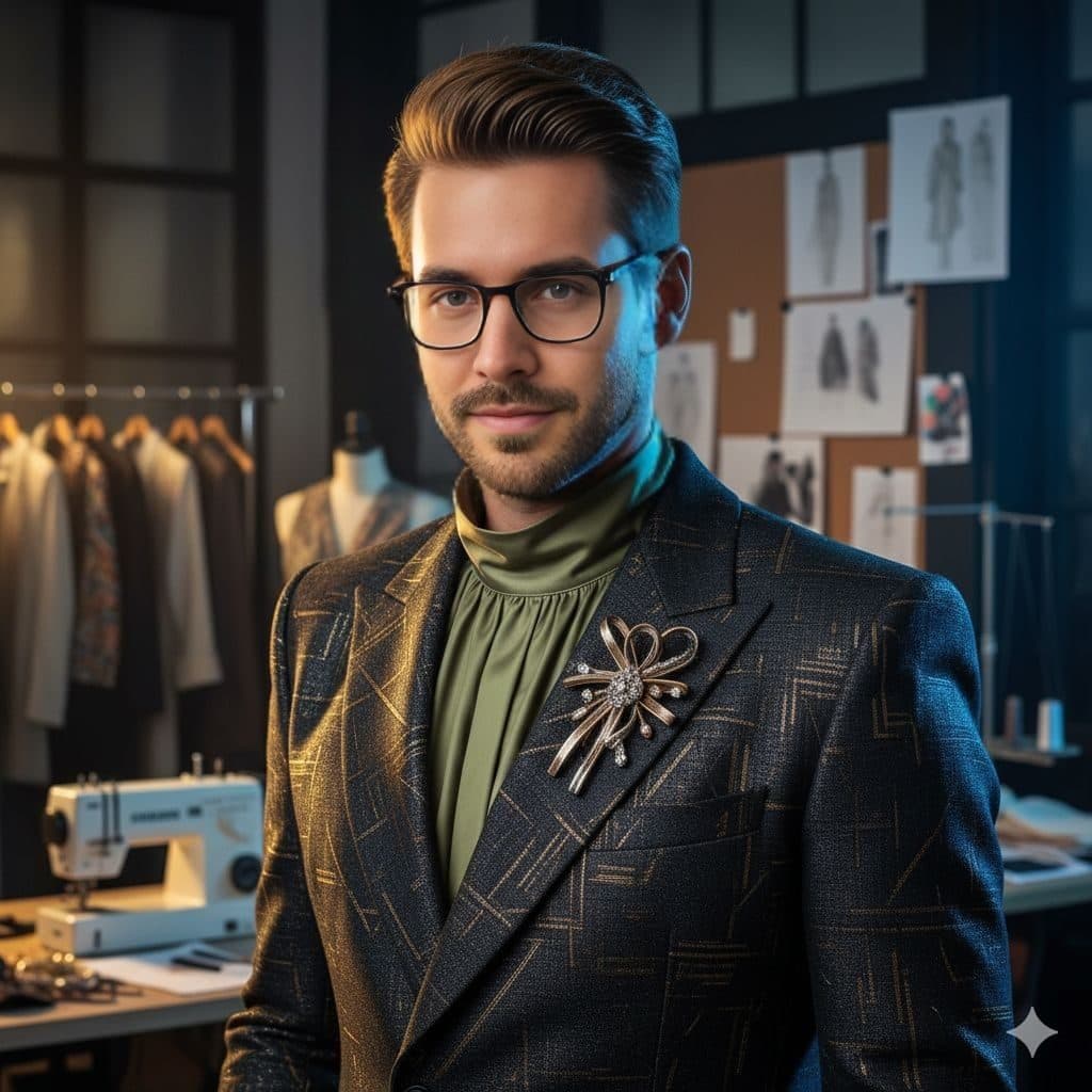 After: Fashion Designer (Male) template with a different face swapped in