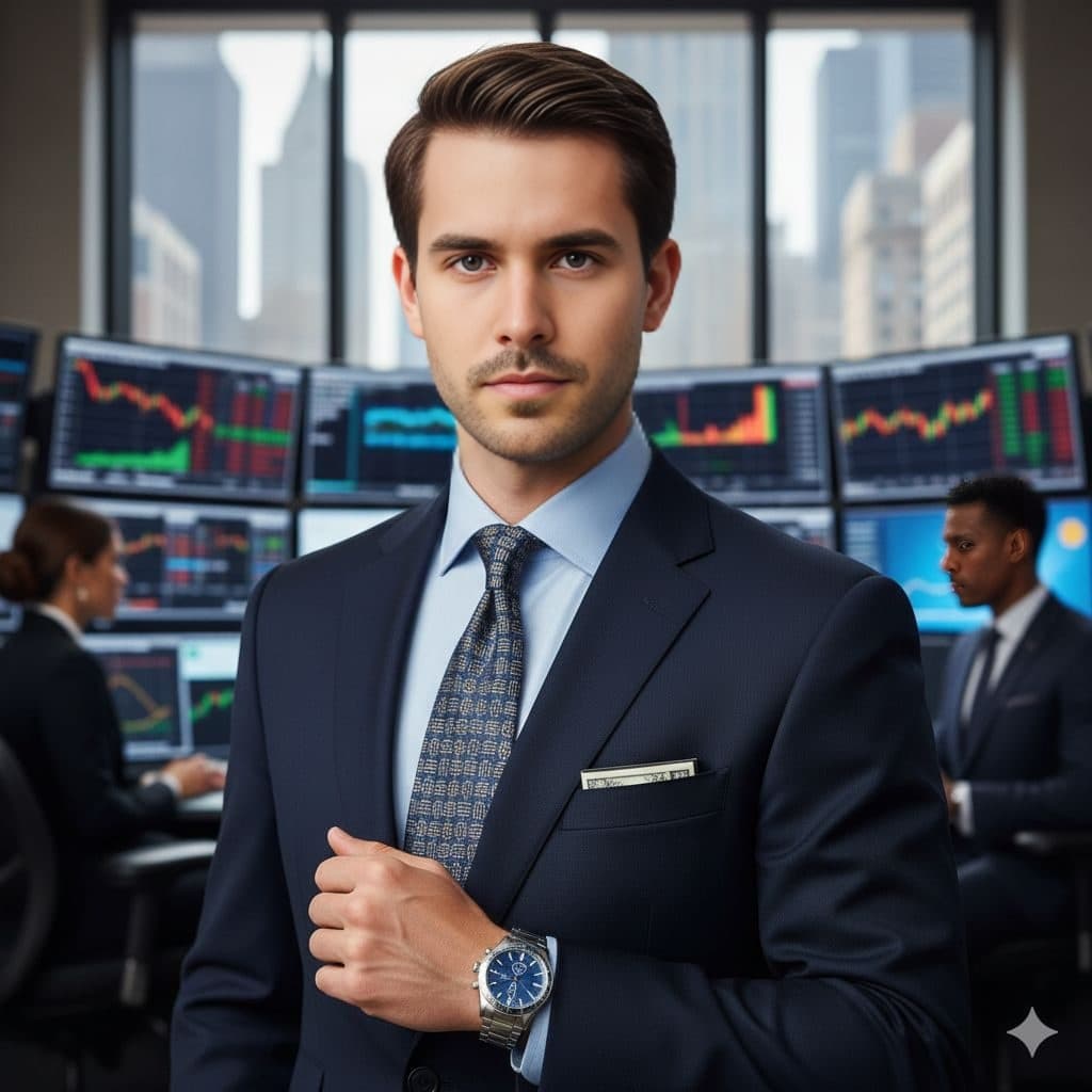 After: Investment Banker (Male) template with a different face swapped in
