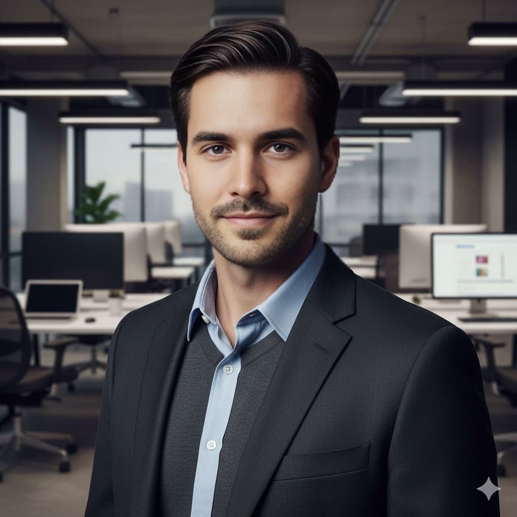 After: Tech Startup CEO (Male) template with a different face swapped in
